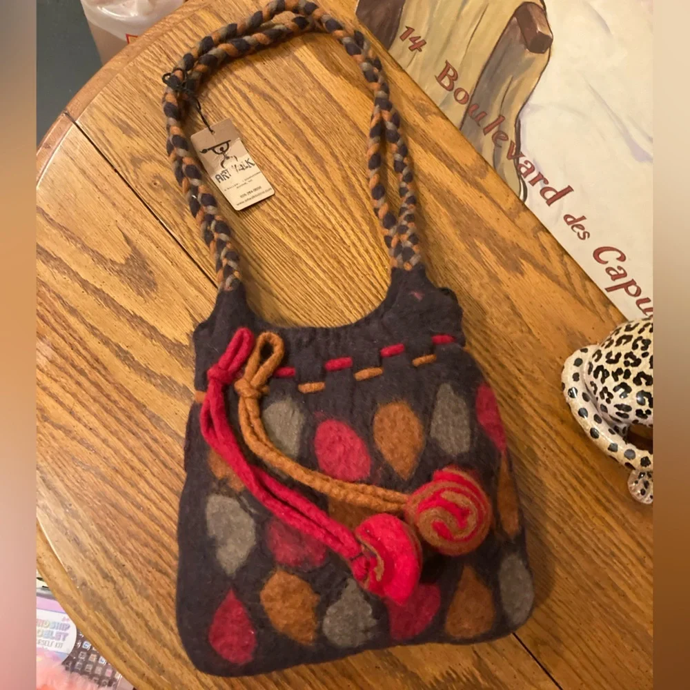 Rising Tide Felted Wool Shoulder Bag Handmade  - Multicolored - NWT
